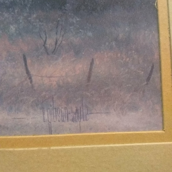 VINTAGE Wood Framed & Matted Art  Signed Gibson Countryside Farmhouse Barn Rare - Picture 4 of 12